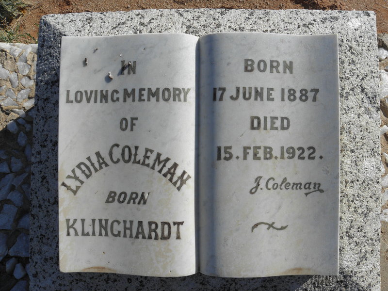COLEMAN Lydia nee KLINGHARDT 1887-1922