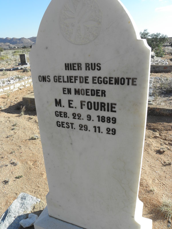FOURIE M.E. 1889-1929