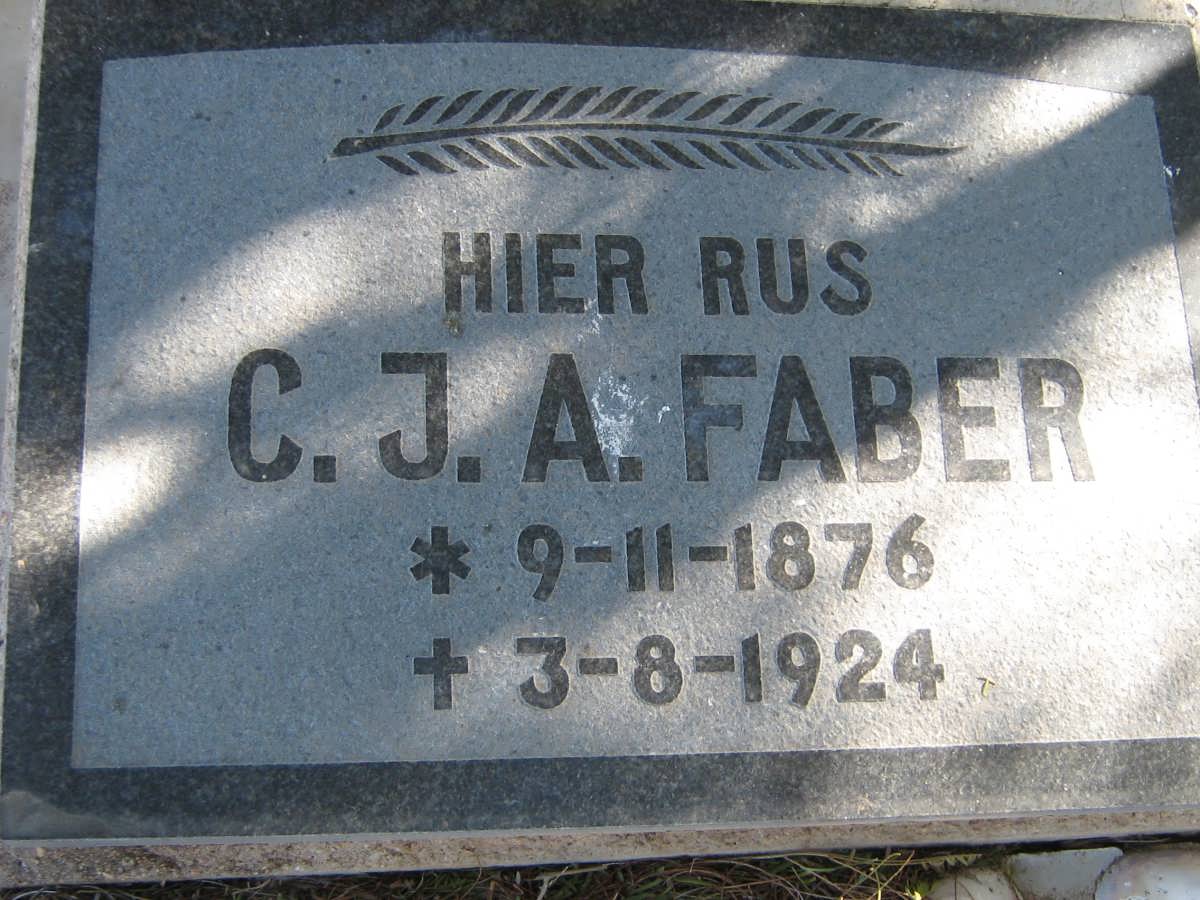 FABER C.J.A. 1876-1924