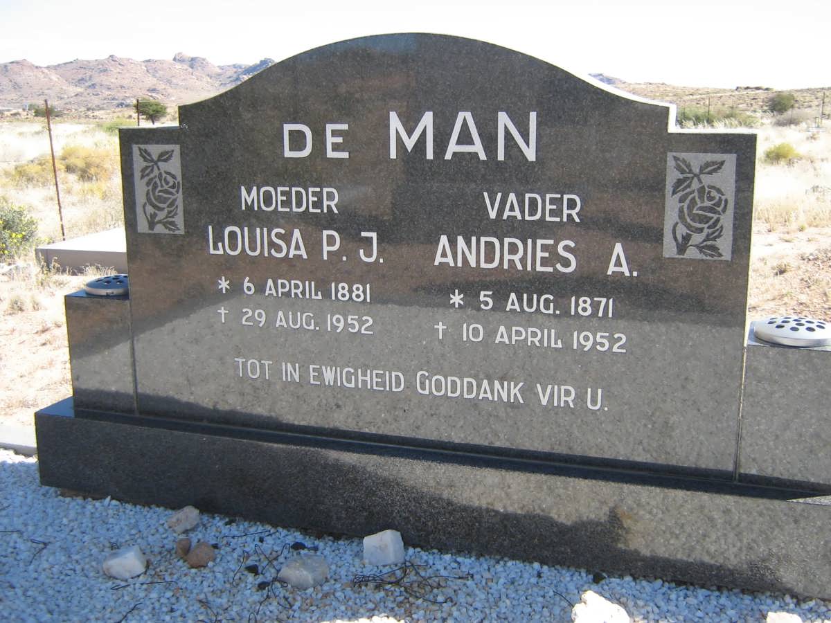 MAN Andries A., de 1871-1952 &amp; Louisa P.J. 1881-1952