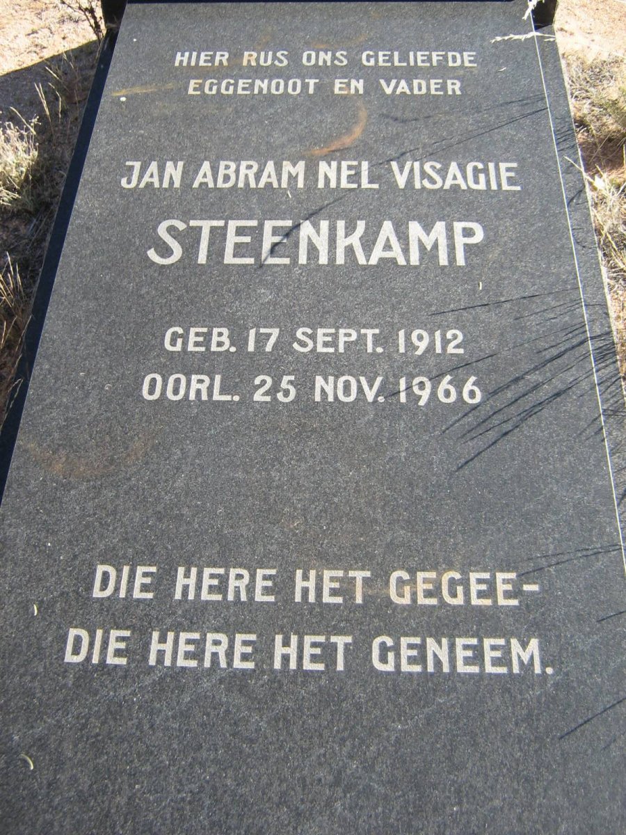 STEENKAMP Jan Abram Nel Visagie 1912-1966