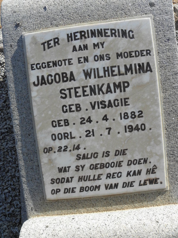 STEENKAMP Jacoba Wilhelmina nee VISAGIE 1882-1940