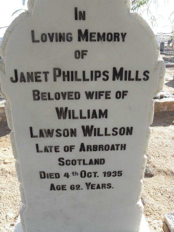 WILLSON Janet Phillips nee MILLS -1935