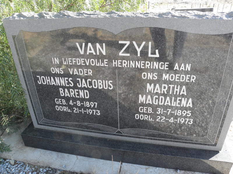 ZYL Johannes Jacobus Barend, van 1897-1973 &amp; Martha Magdalena 1895-1973