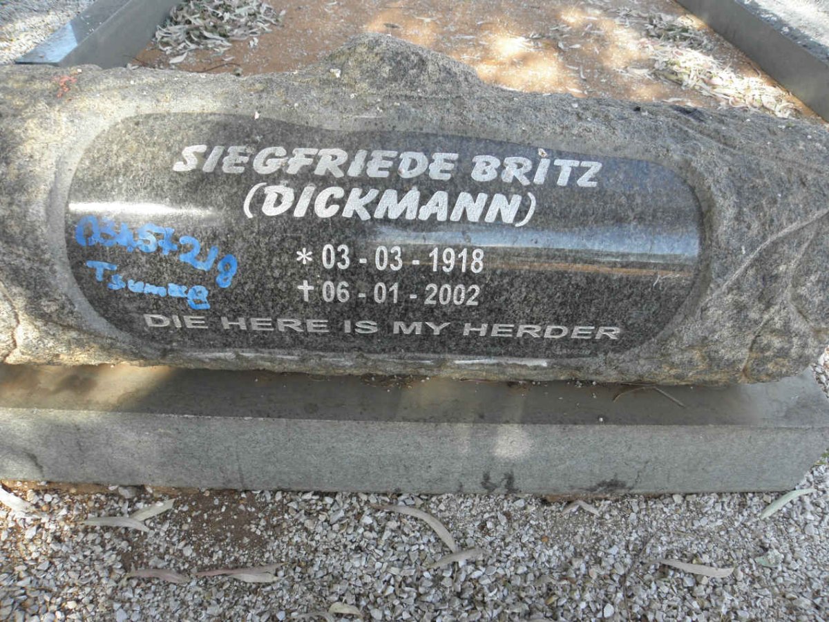 BRITZ Thomas Jan 1909-1975 &amp; Siegfriede DICKMANN 1918-2002
