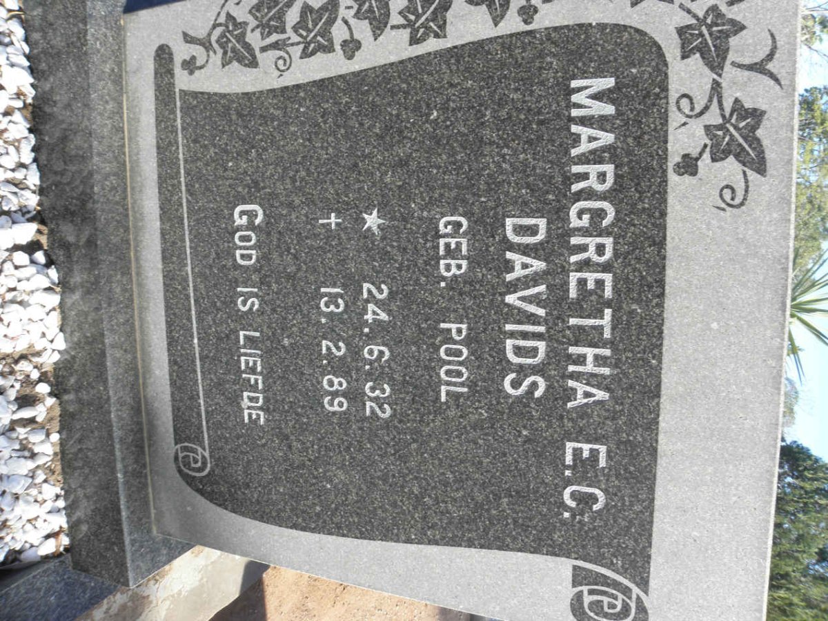 DAVIDS Margretha E.C. nee POOL 1932-1989