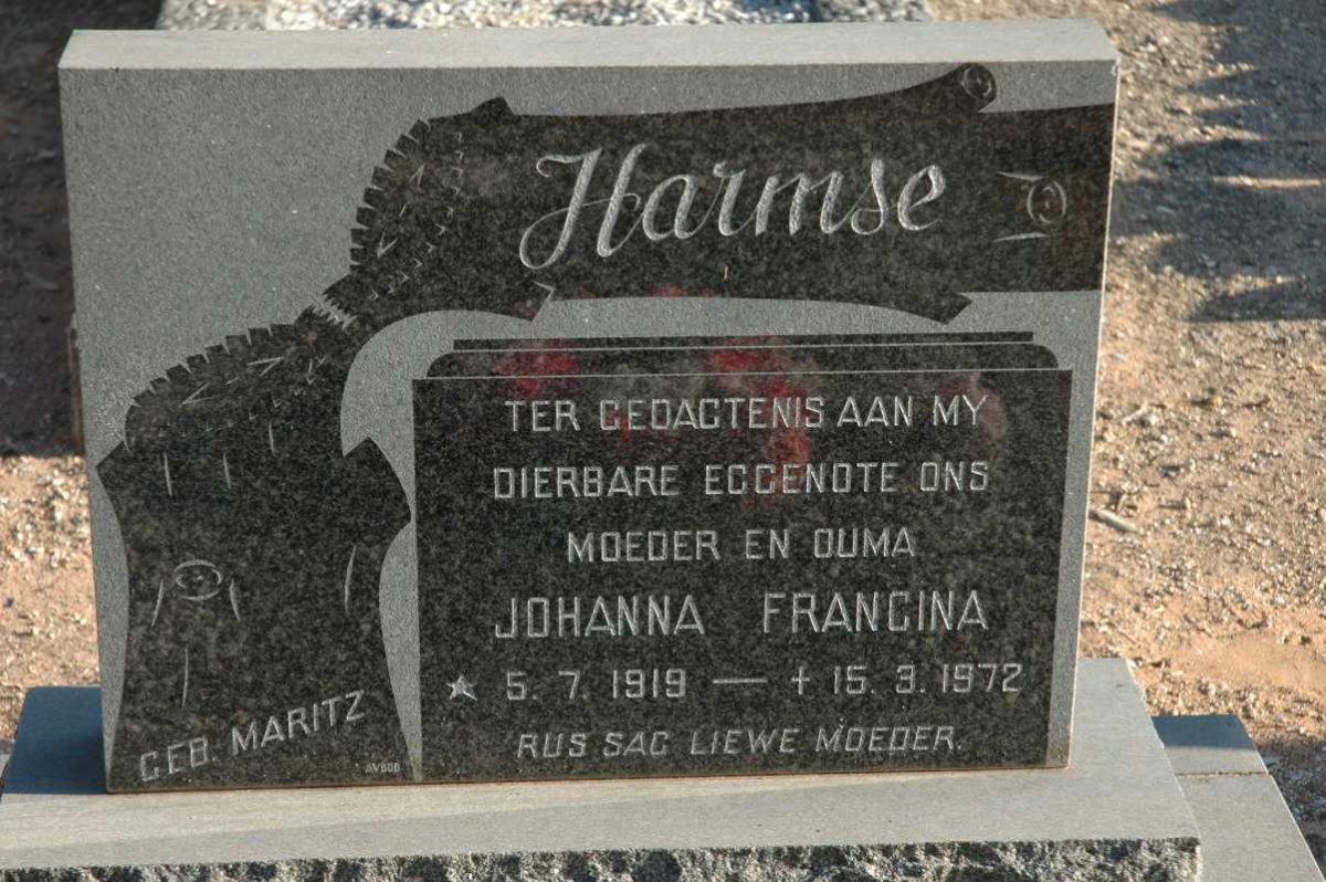 HARMSE Johanna Francina nee MARITZ 1919-1972