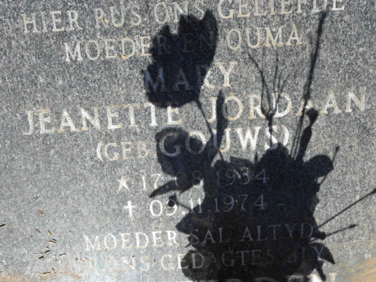 JORDAAN Mary Jeanette nee GOUWS 1934-1974