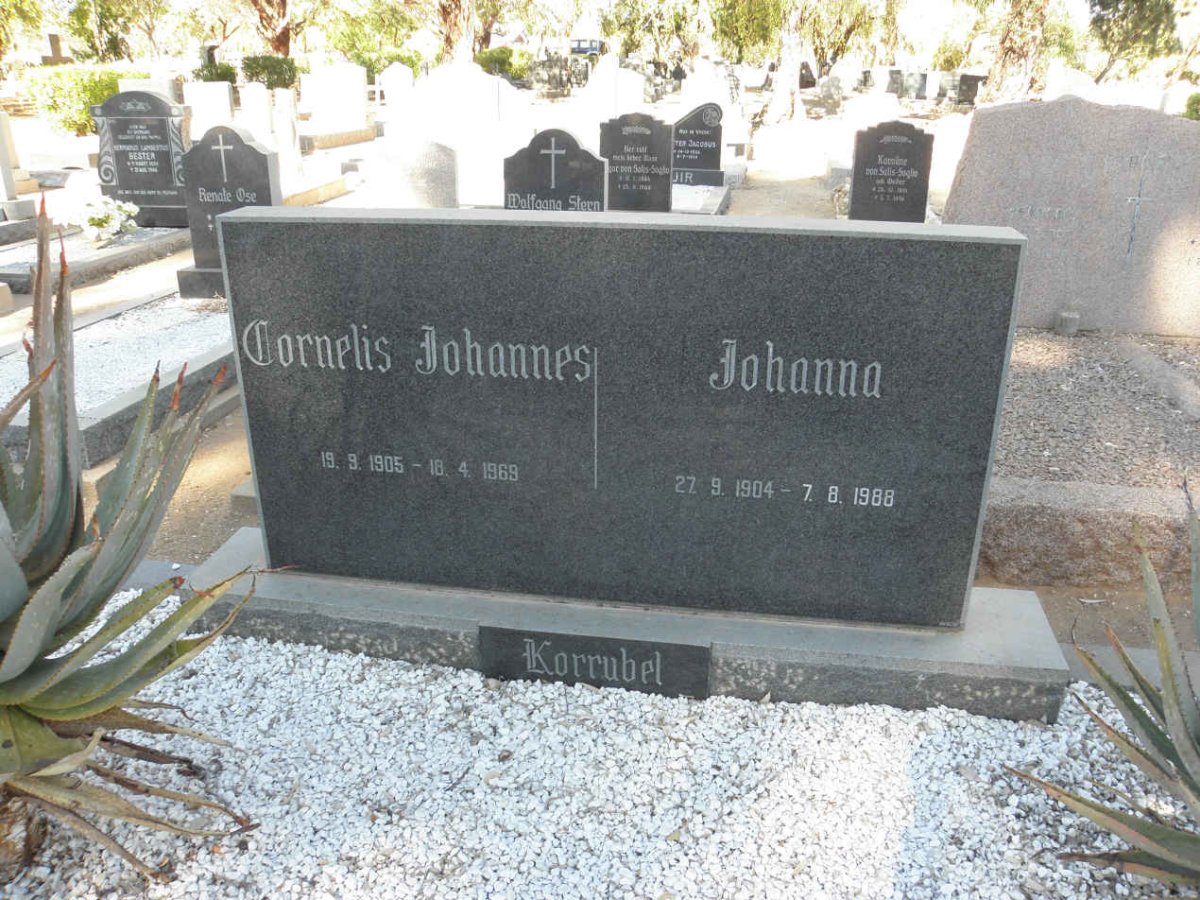 KORRUBEL Cornelius Johannes 1905-1969 &amp; Johanna 1904-1988