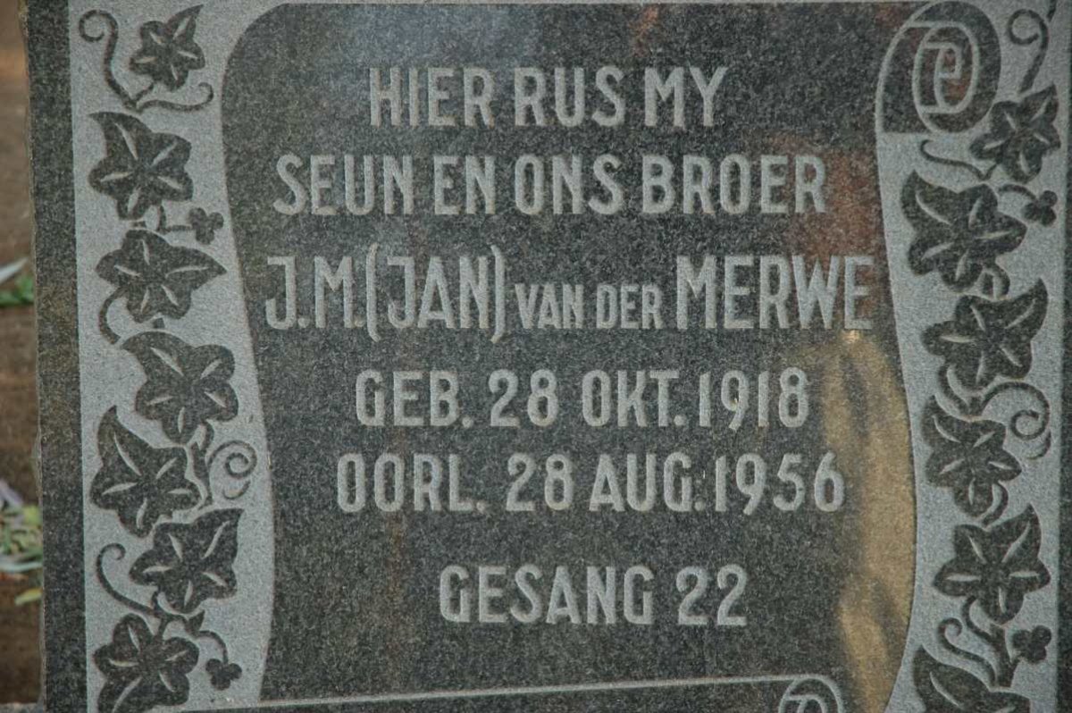 MERWE J.M., van der 1918-1956