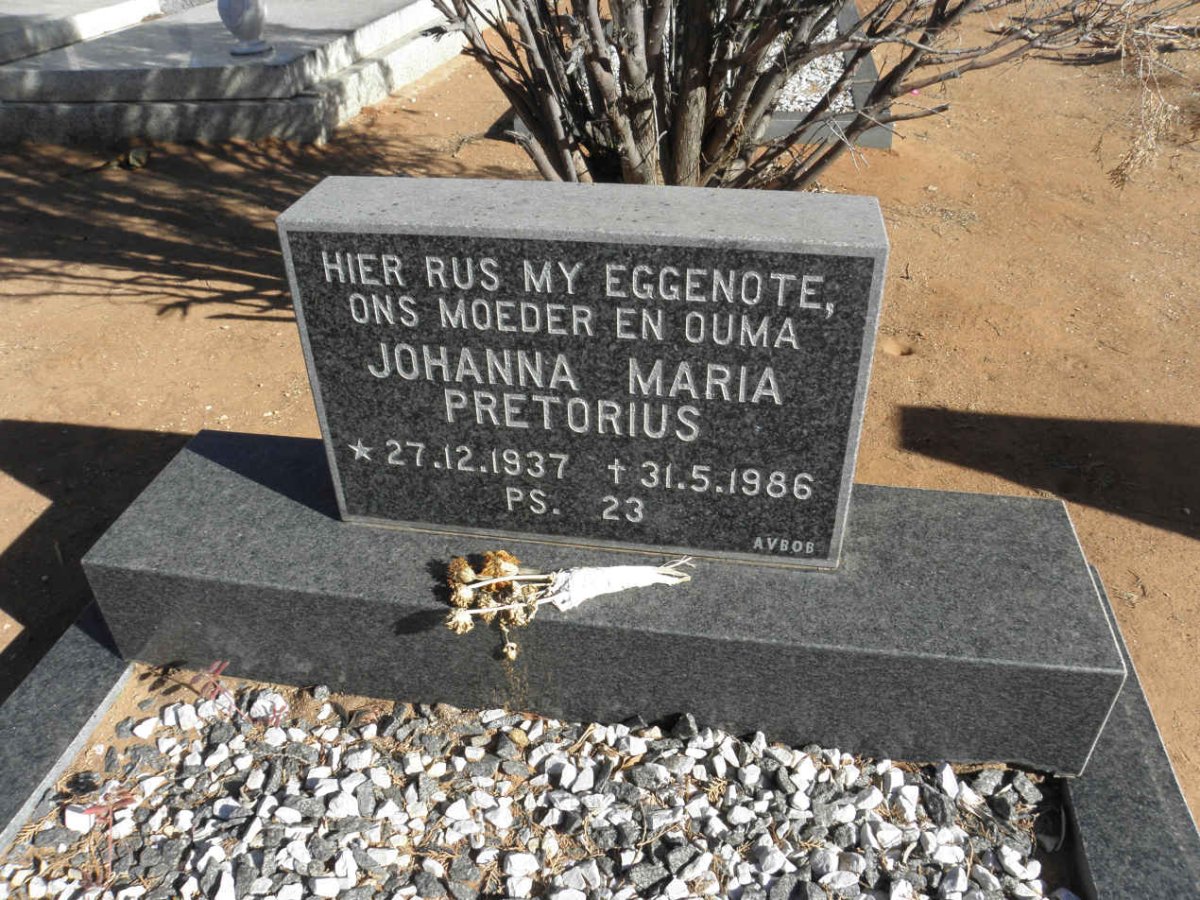 PRETORIUS Johanna Maria 1937-1986