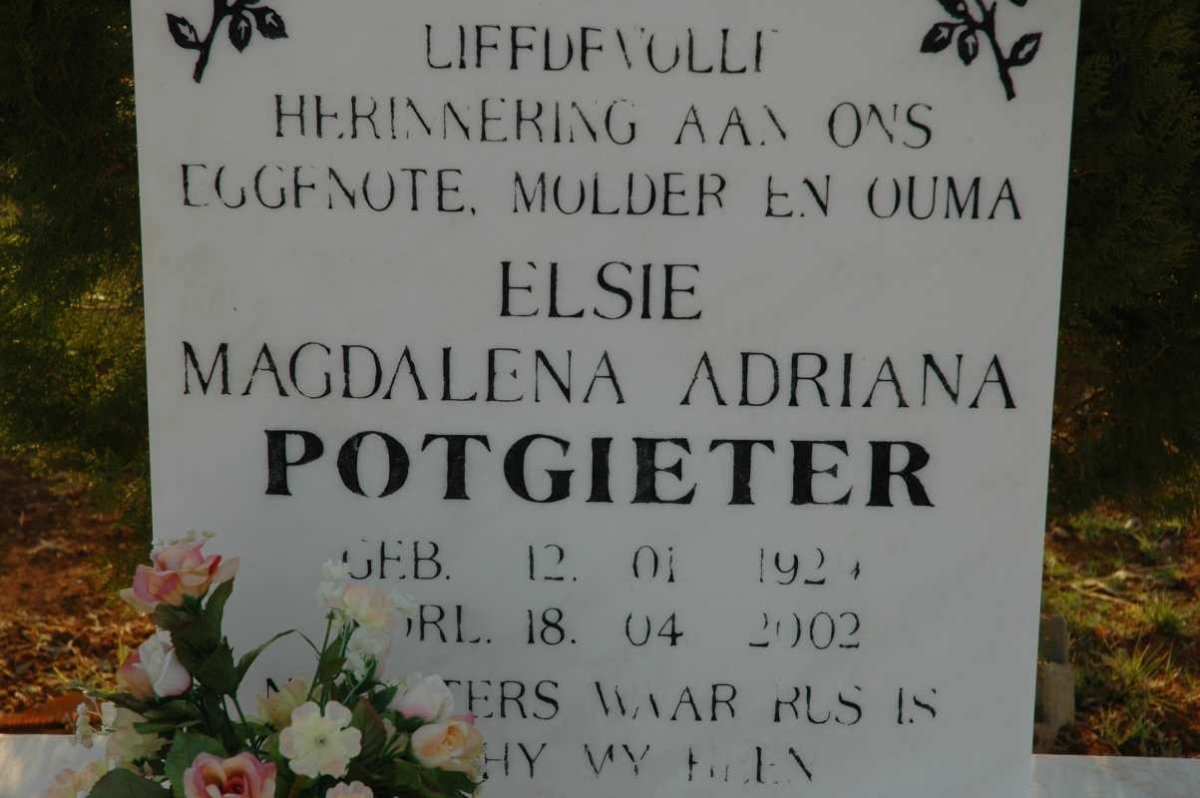 POTGIETER Elsie Magdalena Adriana 192?-2002