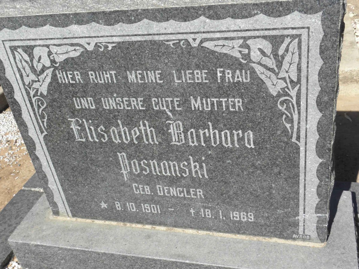 POSNANSKI Elisabeth Barbara nee DENGLER 1901-1969