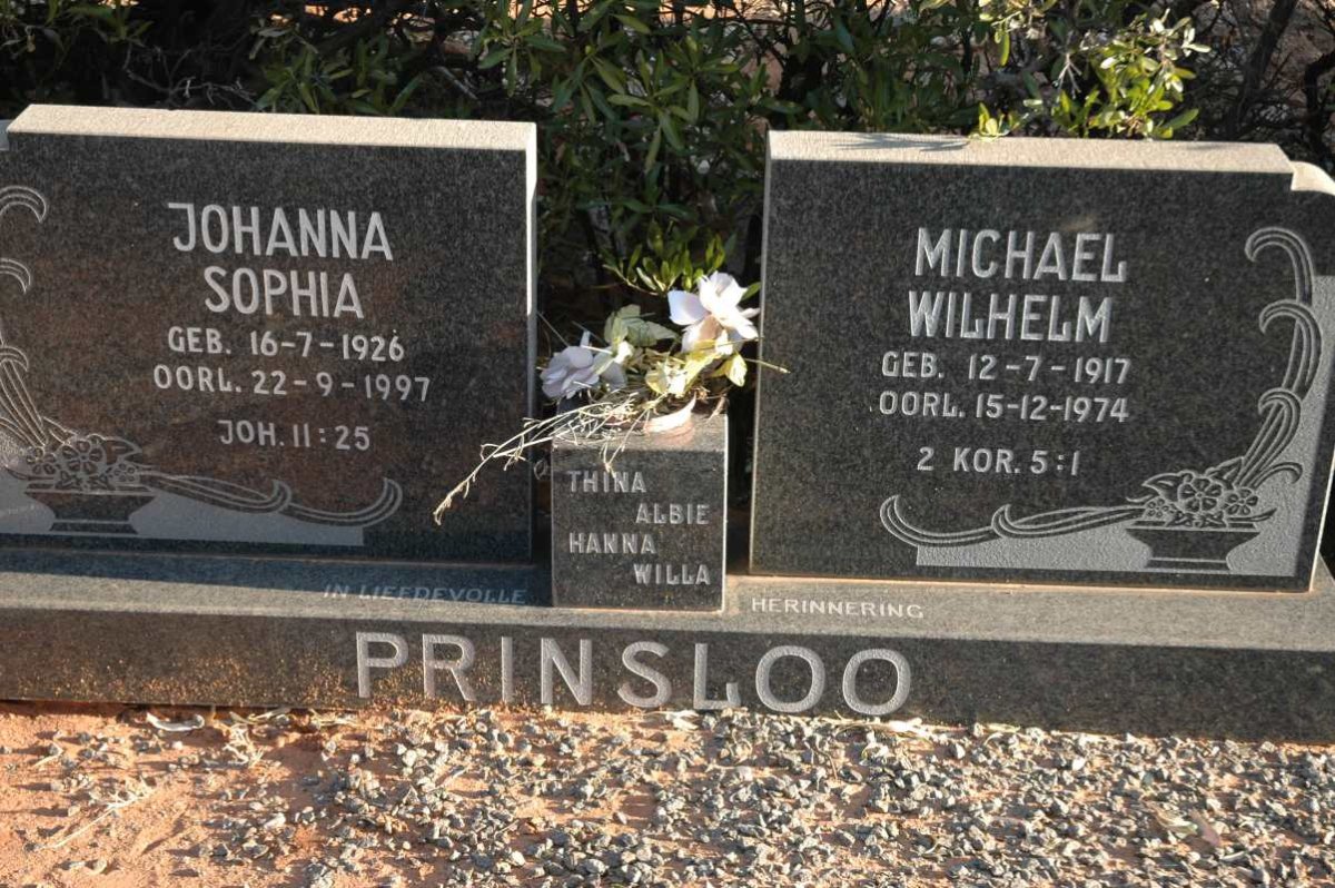 PRINSLOO Michael Wilhelm 1917-1974 &amp; Johanna Sophia 1926-1997