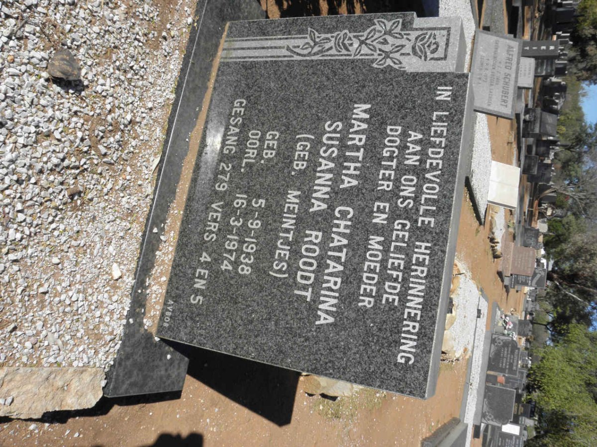 ROODT Martha Chatarina Susanna nee MEINTJES 1938-1974