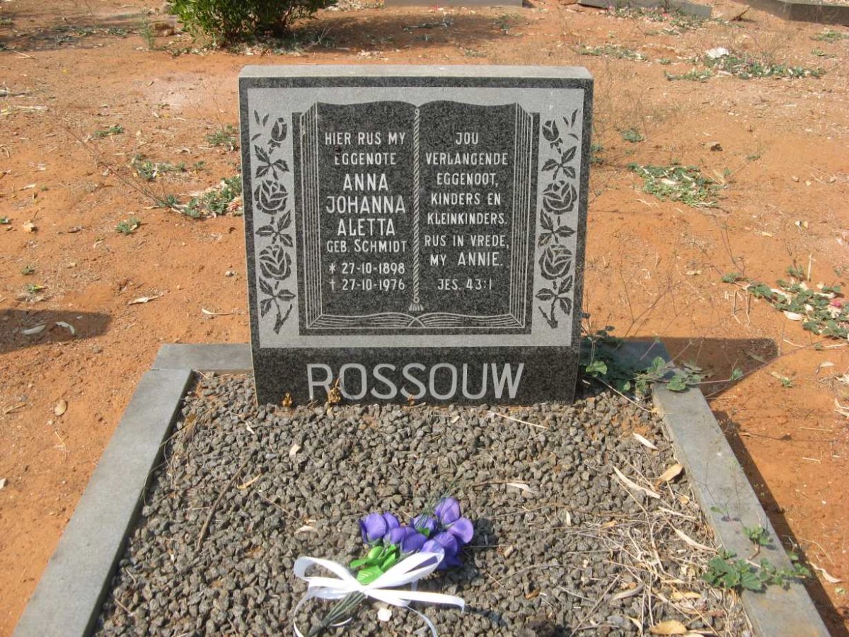 ROSSOUW Anna Johanna Aletta nee SCHMIDT 1898-1976