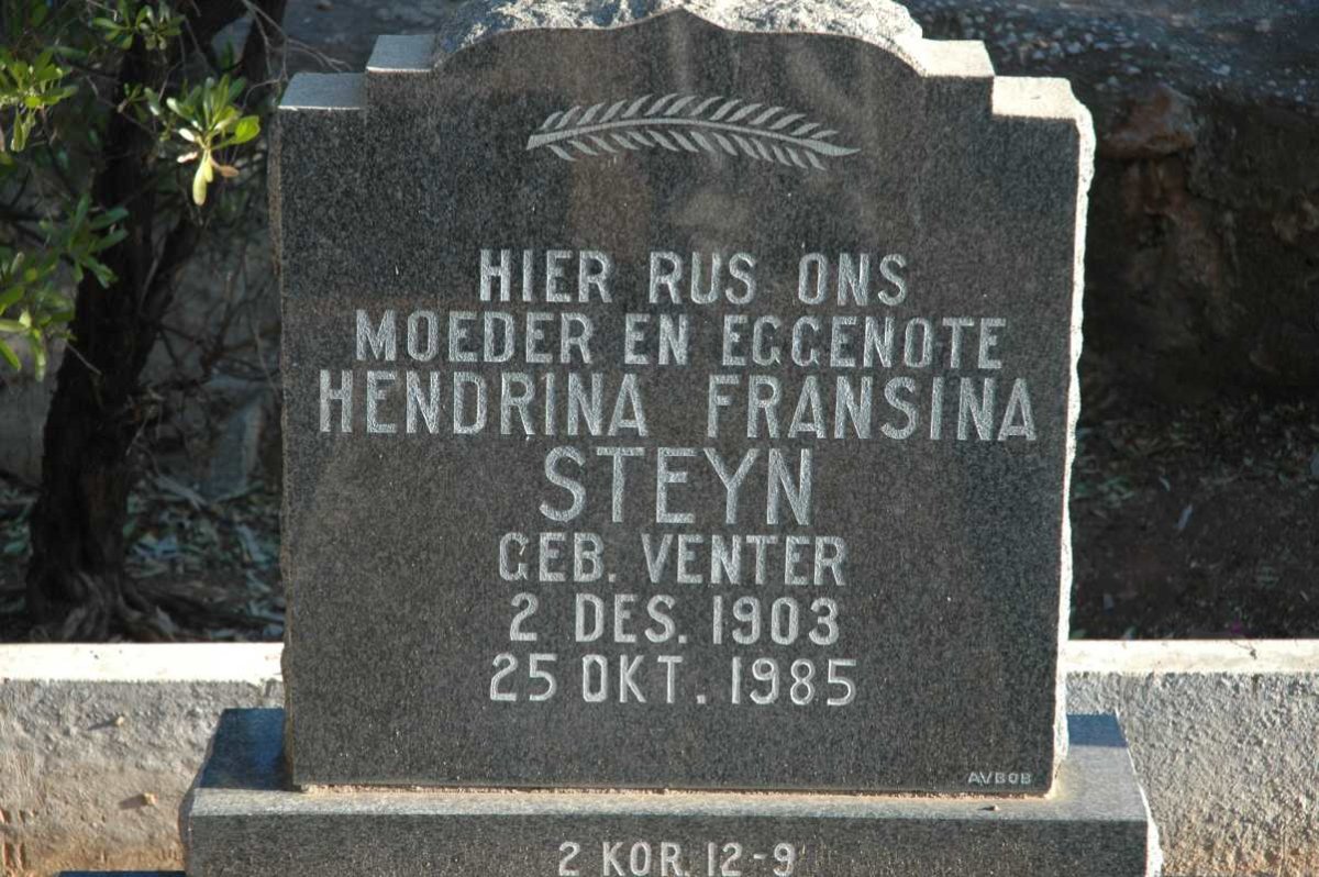 STEYN Hendrina Fransina nee VENTER 1903-1985