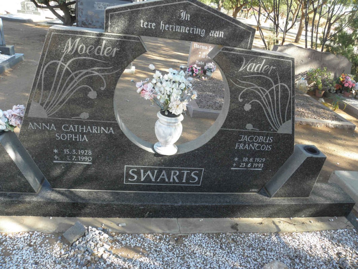 SWARTS Jacobus Francois 1929-1993 &amp; Anna Catharina Sophia 1928-1990