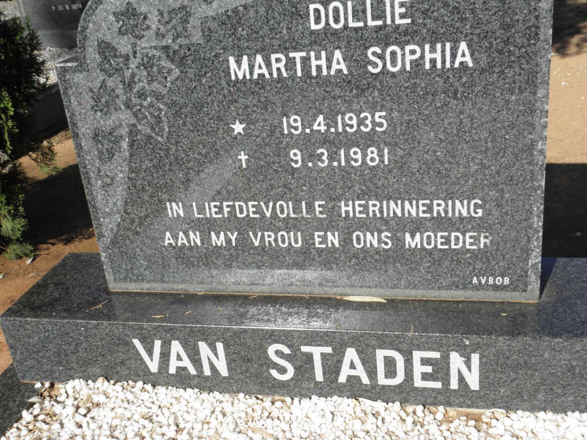 STADEN Dollie Martha Sophia, van 1935-1981