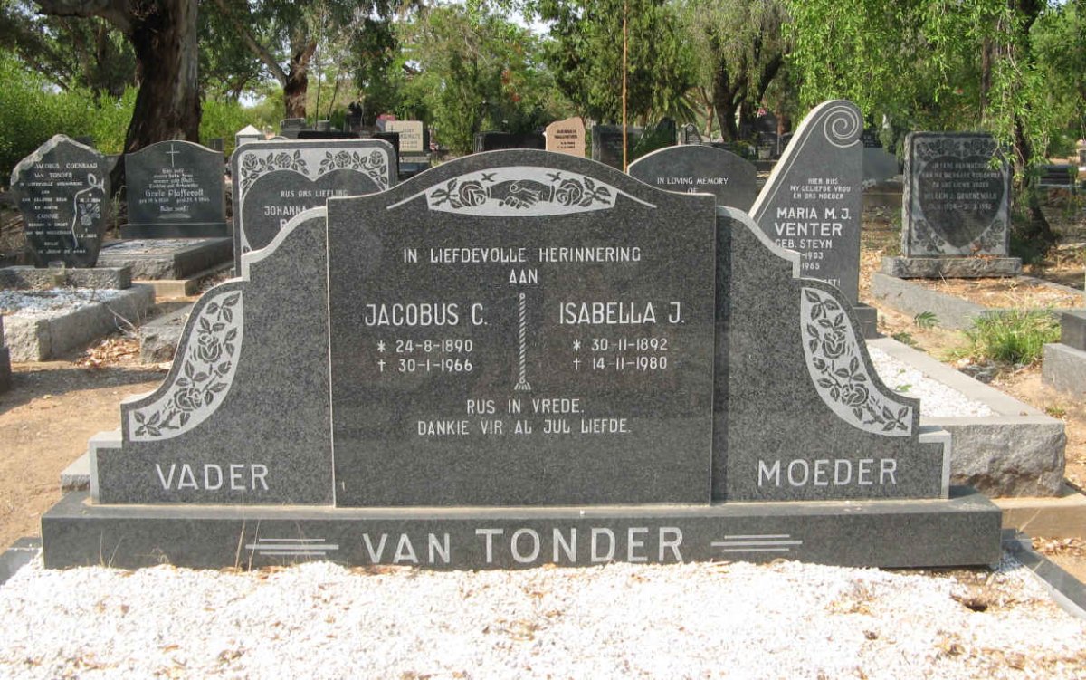 TONDER Jacobus C., van 1890-1966 &amp; Isabella J. 1892-1980