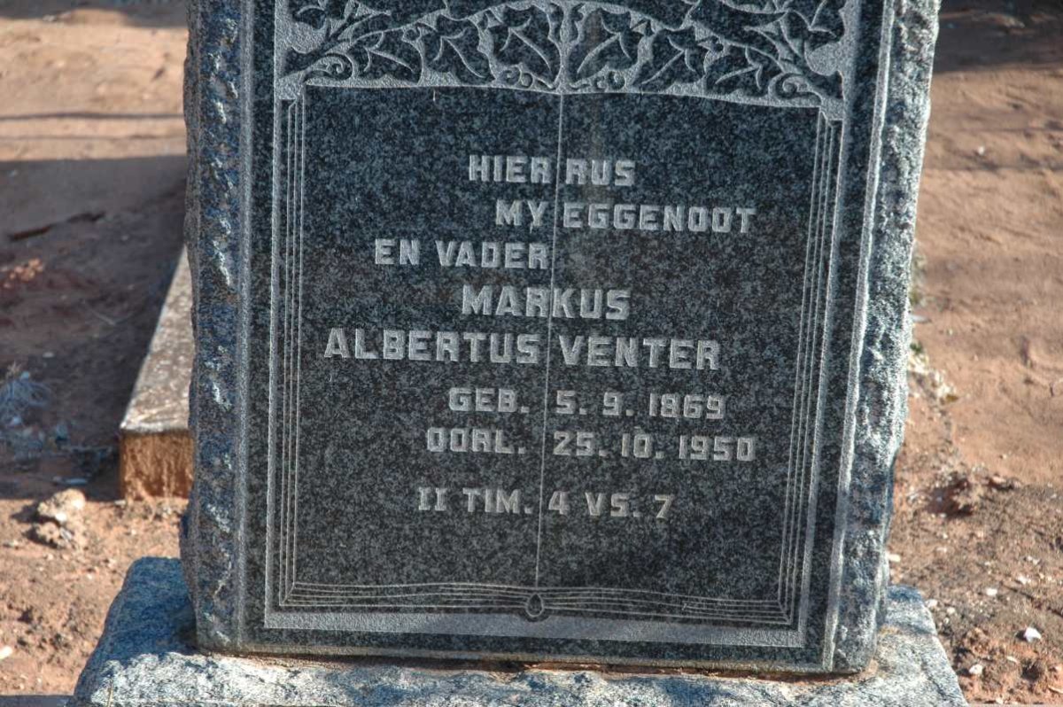 VENTER Markus Albertus 1869-1950