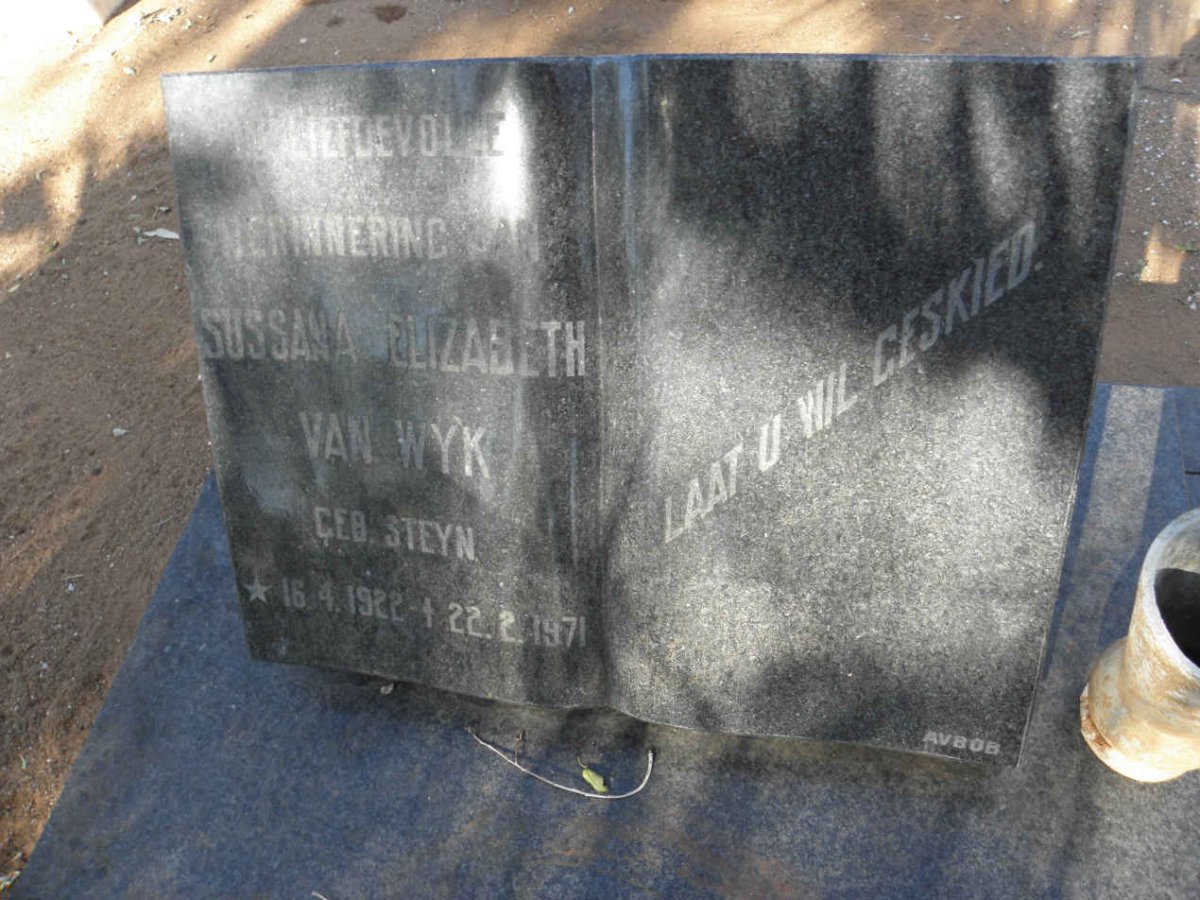 WYK Sussana Elizabeth, van nee STEYN 1922-1971