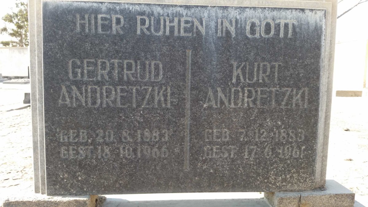ANDRETZKI Kurt 1883-1961 &amp; Gertrud 1883-1966