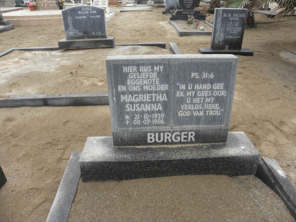 BURGER Magrietha Susanna 1939-1986