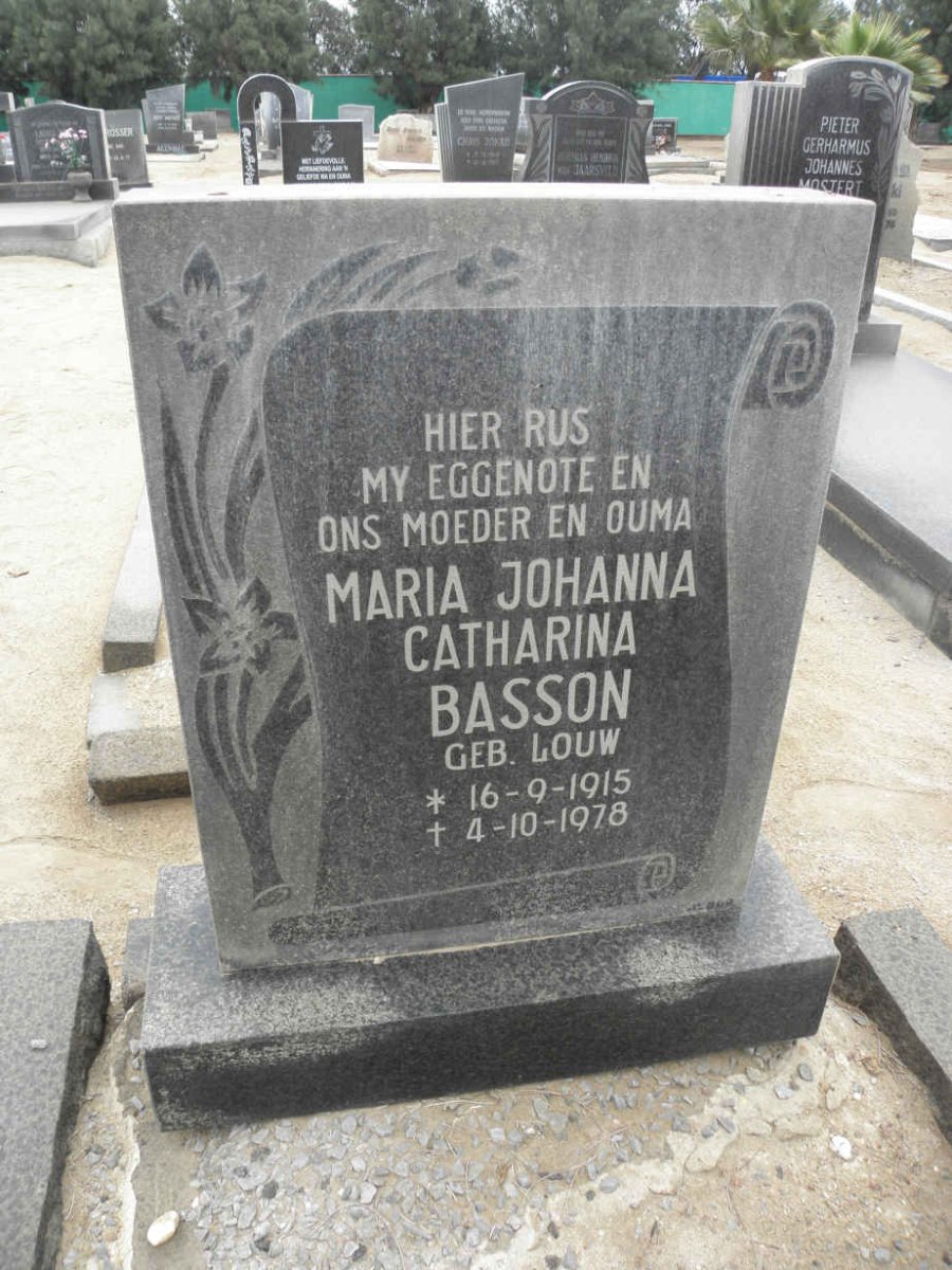 BASSON Maria Johanna Catharina nee LOUW 1915-1978