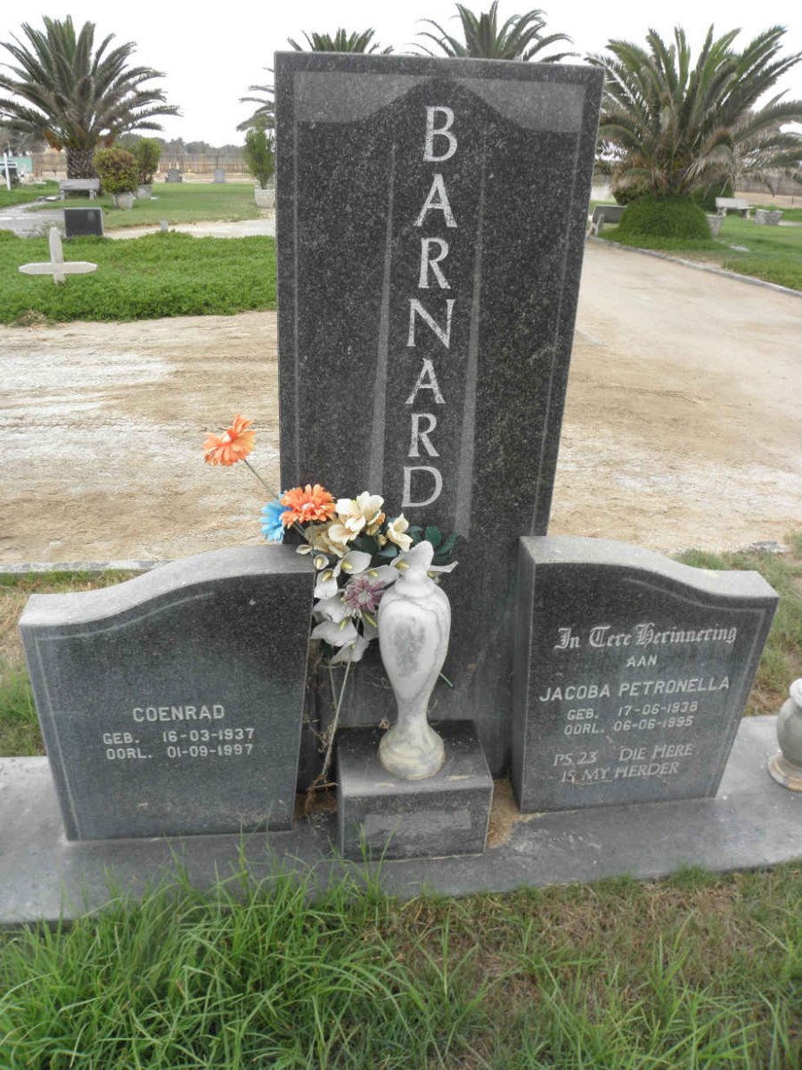 BARNARD Coenrad 1937-1997 &amp; Jacoba Petronella 1938-1995