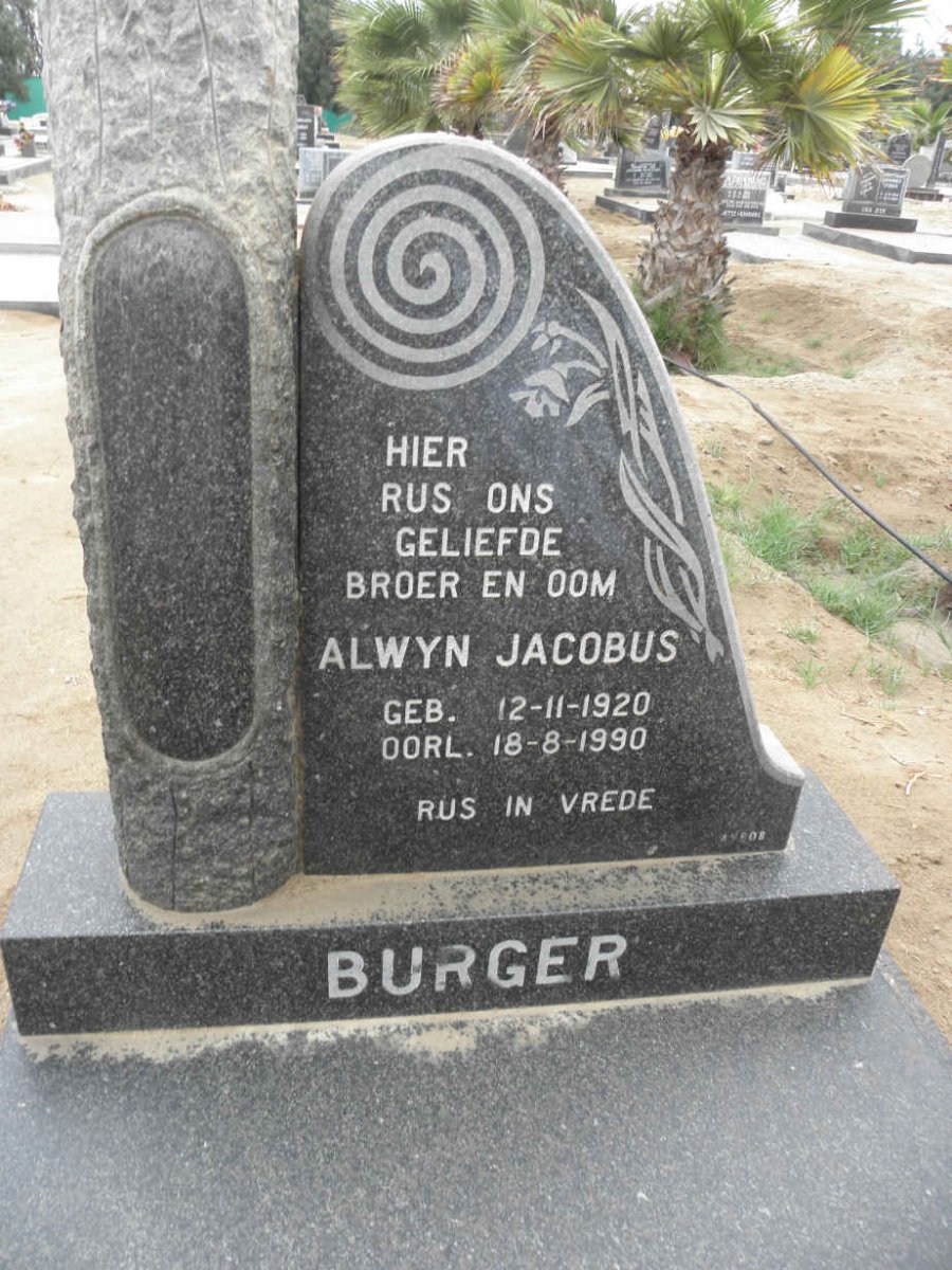 BURGER Alwyn Jacobus 1920-1990