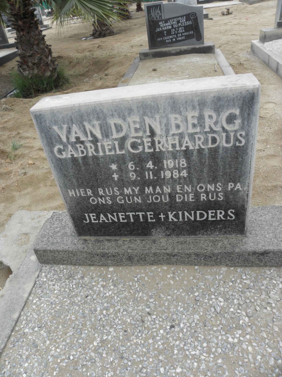 BERG Gabriel Gerhardus, van den 1918-1984