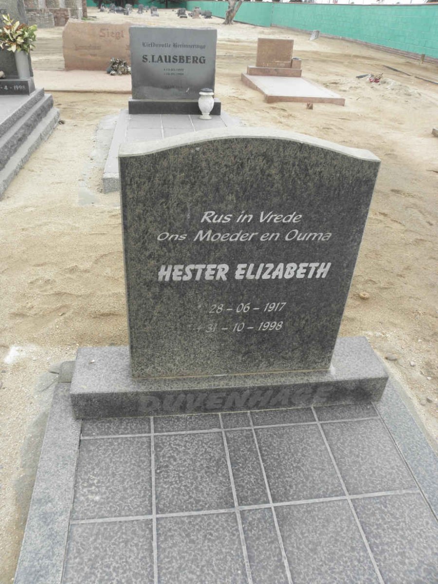 DUVENHAGE Hester Elizabeth 1917-1998