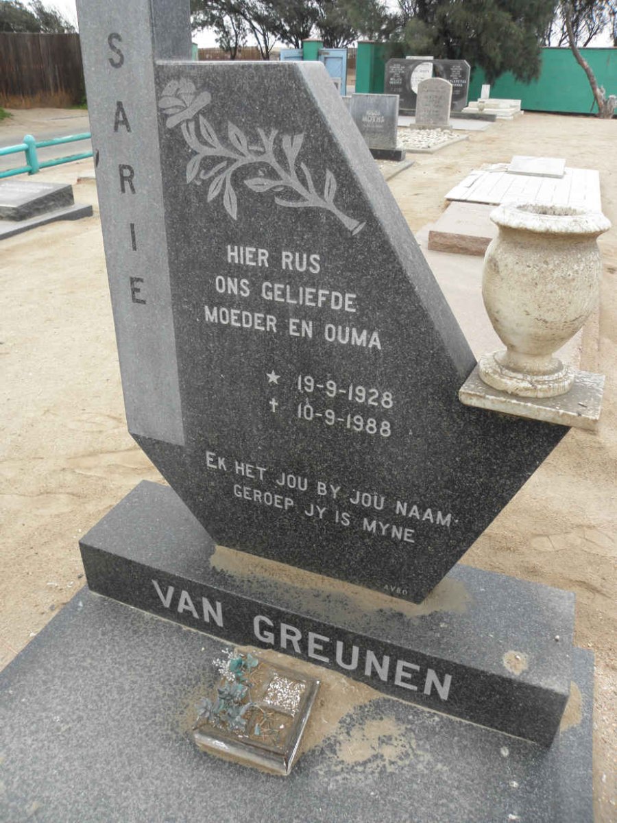 GREUNEN Sarie, van 1928-1988