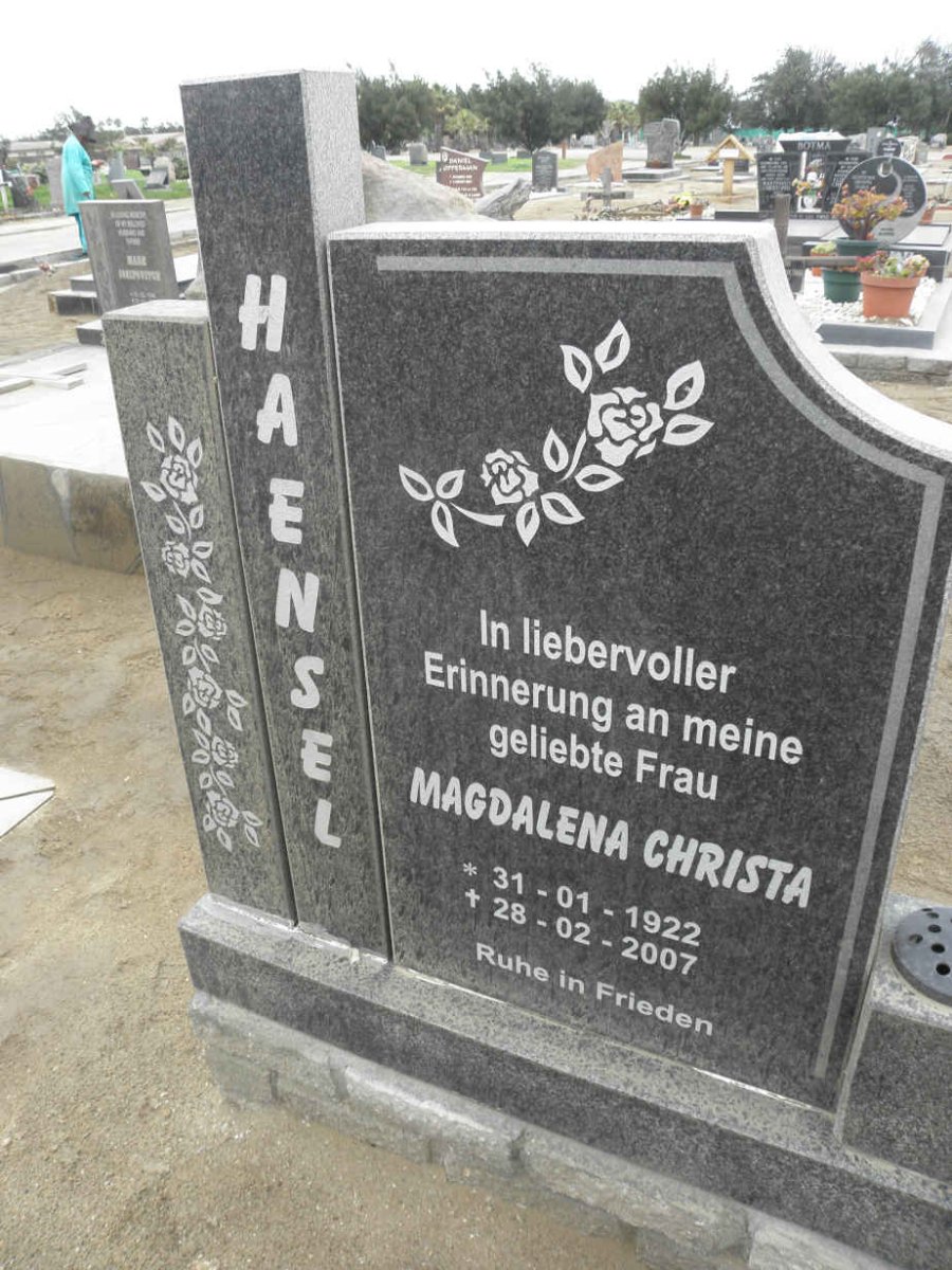 HAENSEL Magdalena Christa 1922-2007