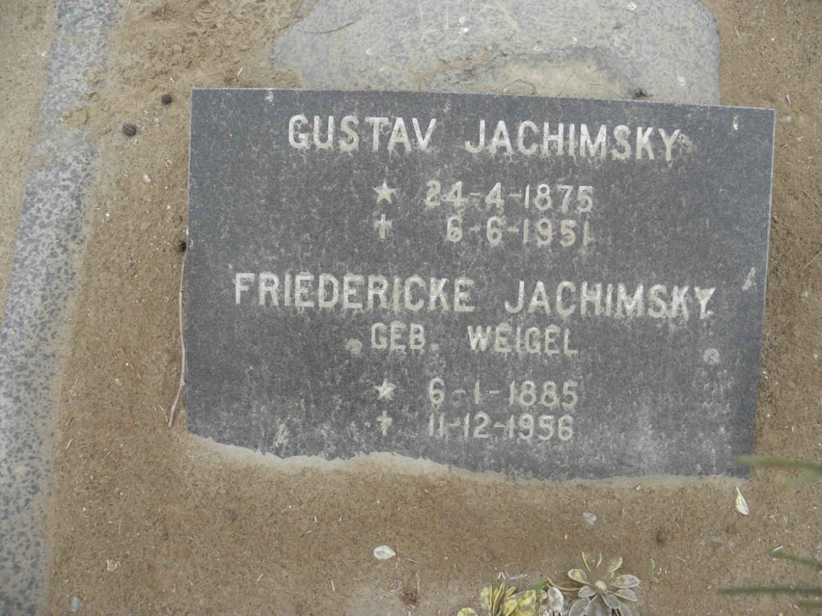 JACHIMSKY Gustav 1875-1951 &amp; Friedericke WEIGEL 1885-1956
