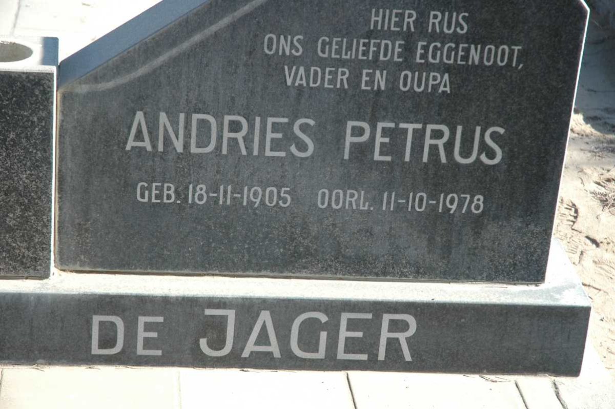 JAGER Andries Petrus, de 1905-1978