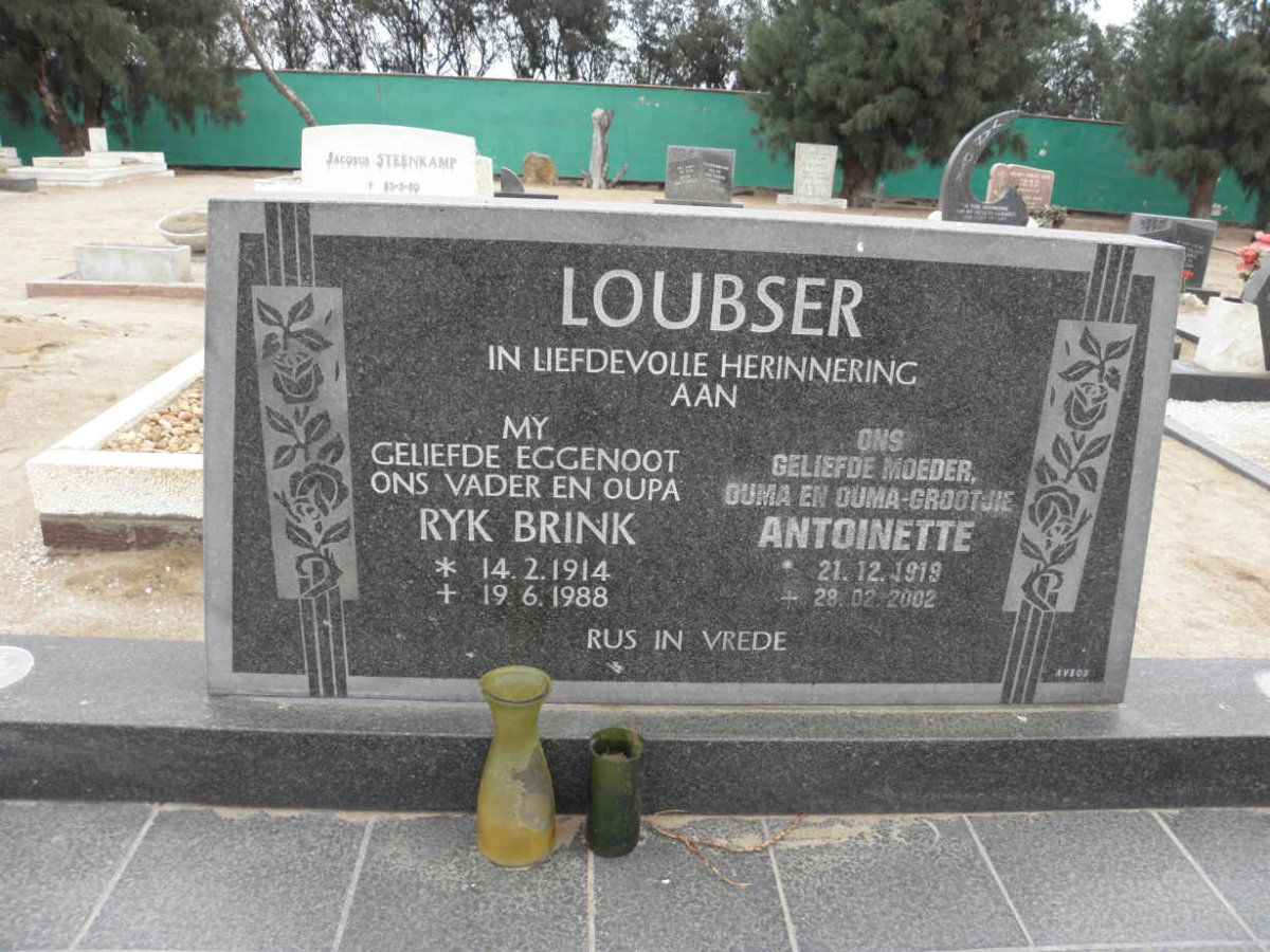LOUBSER Ryk Brink 1914-1988 &amp; Antoinette 1919-2002