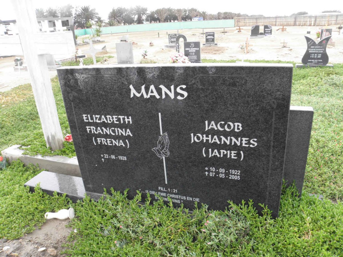 MANS Jacob Johannes 1922-2005 &amp; Elizabeth Francina 1928-