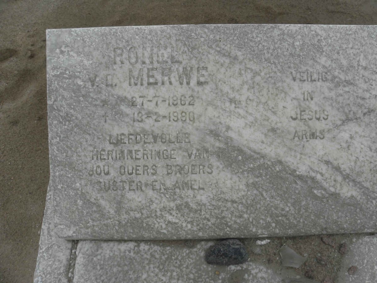 MERWE Ronel, v.d. 1962-1990