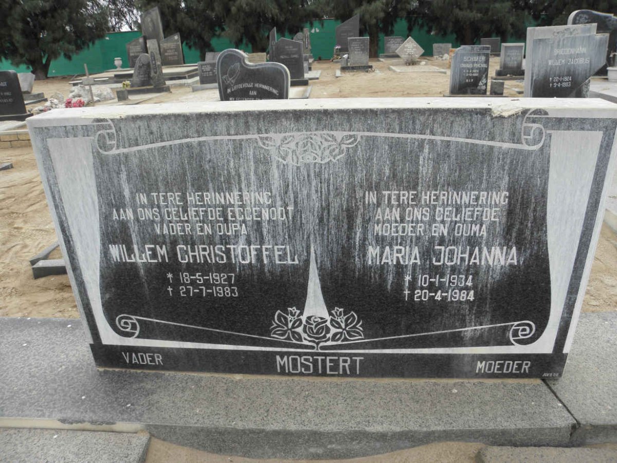 MOSTERT Willem Christoffel 1927-1983 &amp; Maria Johanna 1934-1984