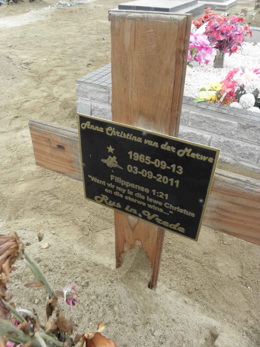 MERWE Anna Christina, van der 1965-2011