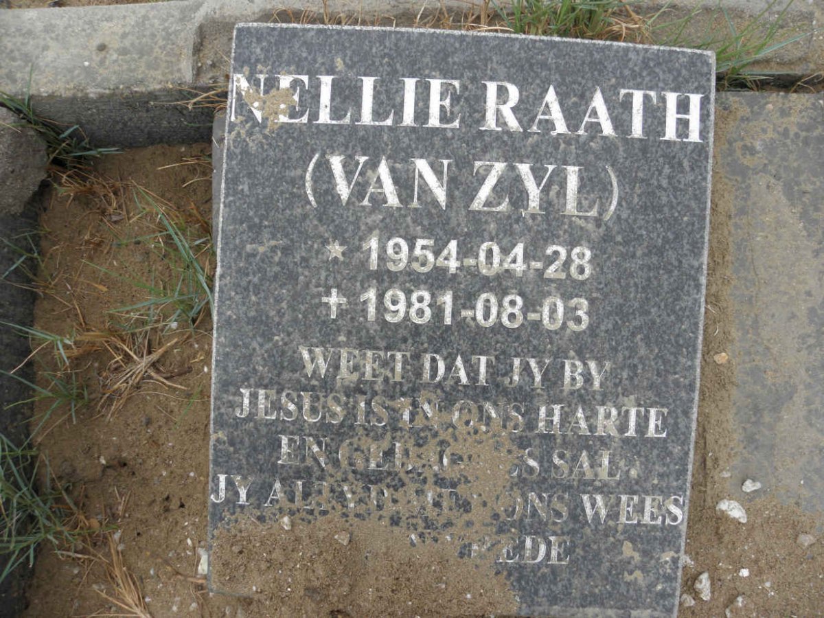 RAATH Nellie nee VAN ZYL 1954-1981