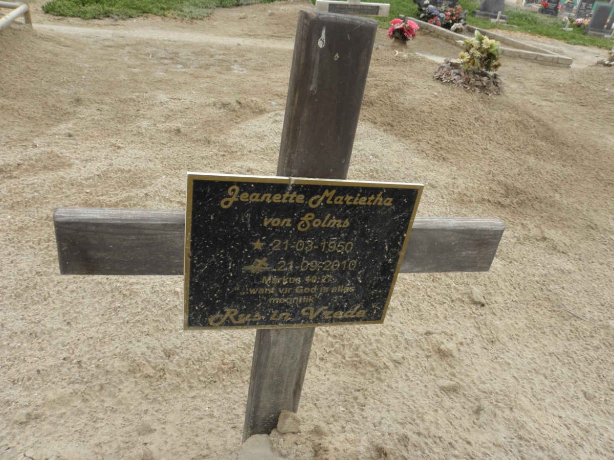 SOLMS Jeanette Marietha, von 1950-2010