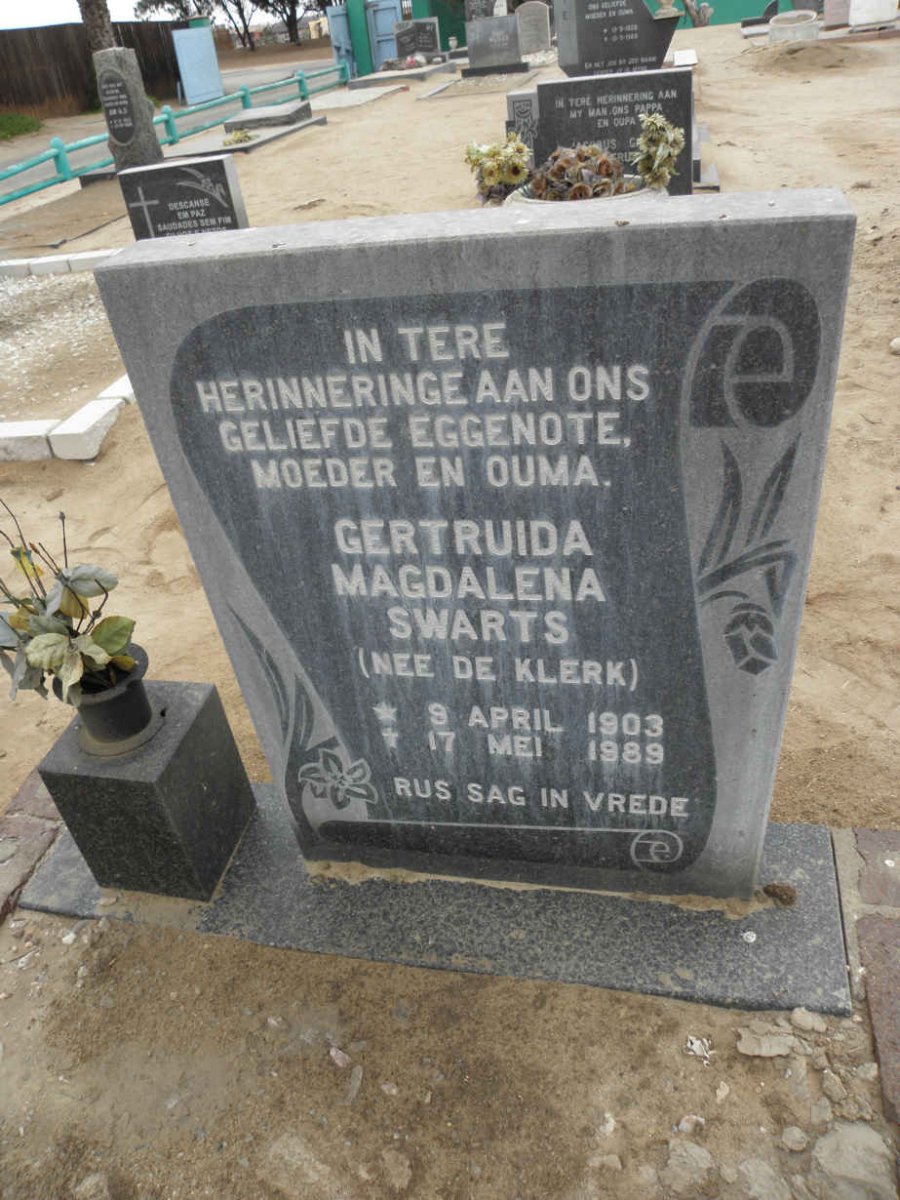 SWARTS Gertruida Magdalena nee DE KLERK 1903-1989