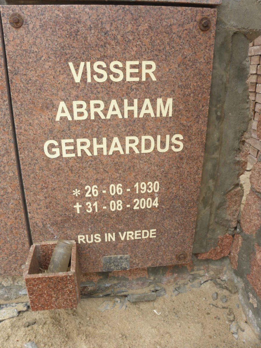 VISSER Abraham Gerhardus 1930-2004
