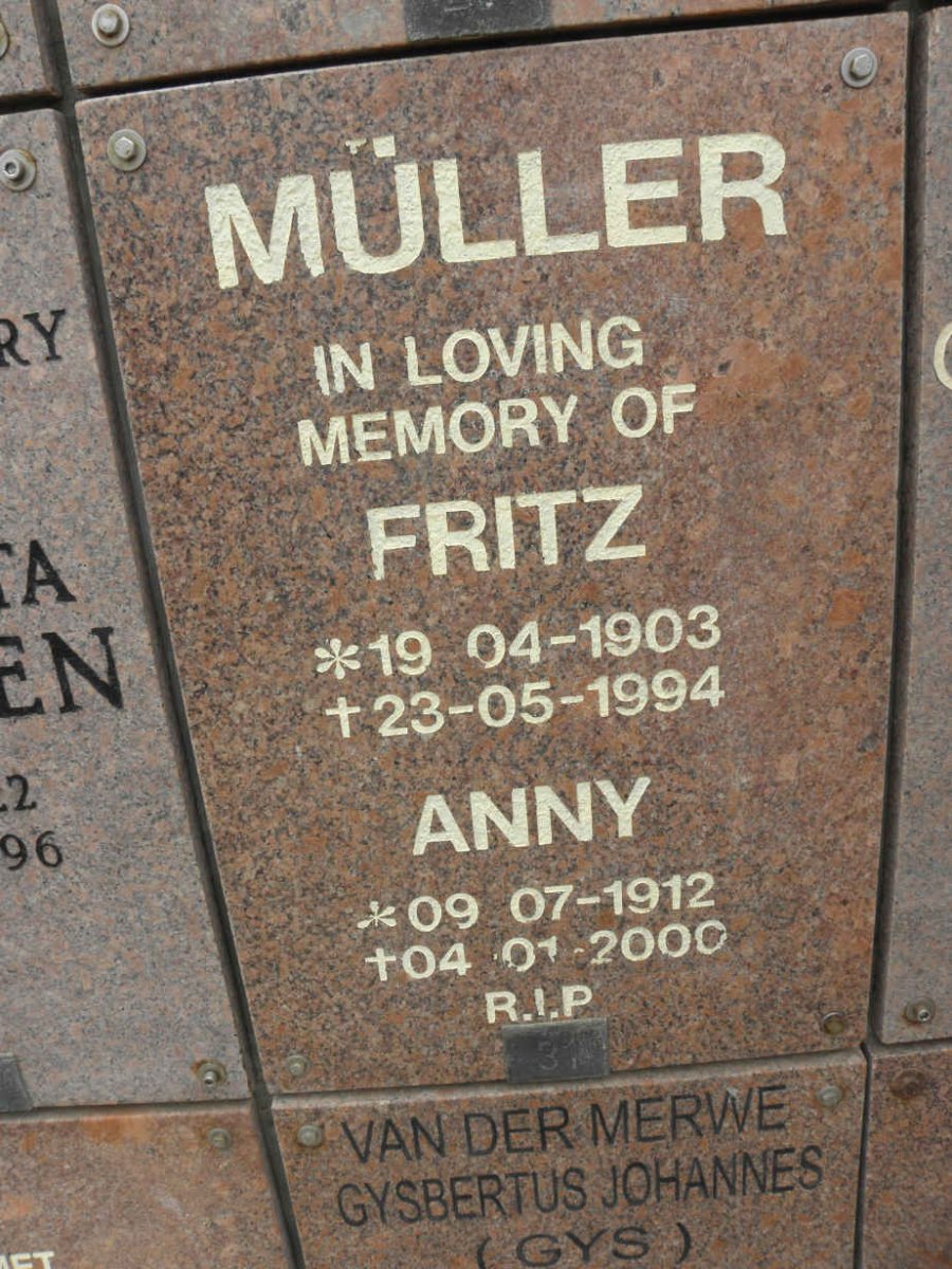 MULLER Fritz 1903-1994 &amp; Anny 1912-2000