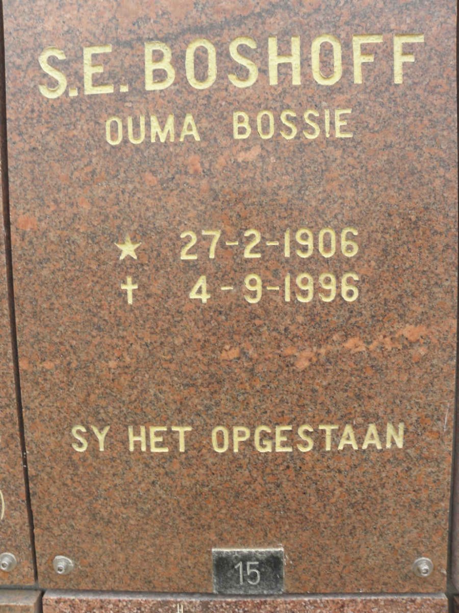 BOSHOFF S.E. 1906-1996