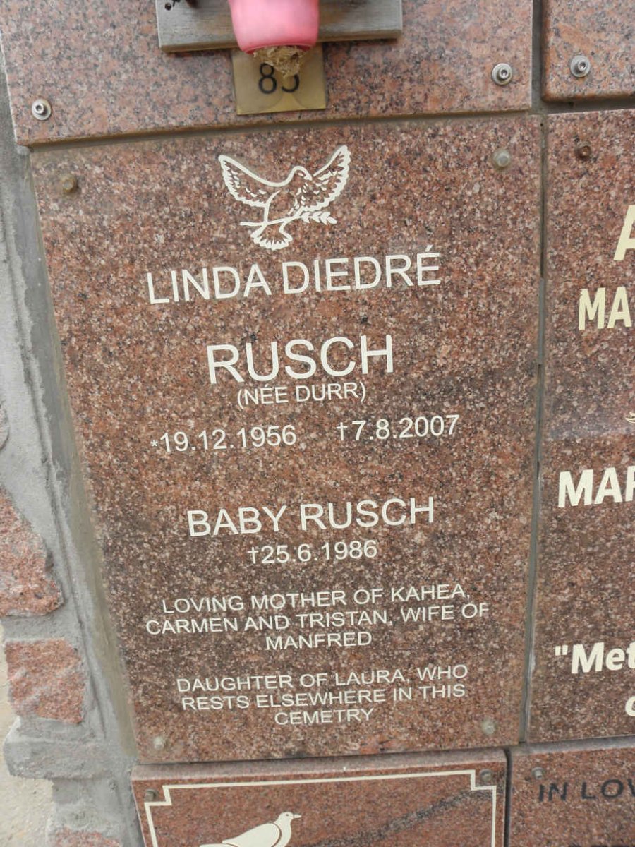 RUSCH Linda Diedre nee DURR 1956-2007 :: RUSCH Baby -1986
