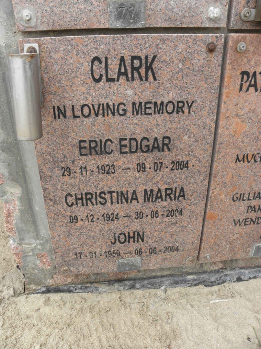 CLARK Eric Edgar 1923-2004 &amp; Christina Maria 1924-2004 :: CLARK John 1950-2004